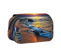 YBGHDAA Estuche organizador de bolígrafos de gel con impresión de olas de sol de Last Sun Rays of Over The Sea Waves, Black, Talla única, Organizador de bolsas