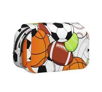 YBGHDAA Estuche organizador de bolígrafos de gel con impresión de pelota deportiva, bolsa portátil para lápices de pintura de artista, Black, Talla única, Organizador de bolsas