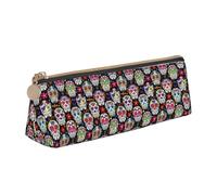 YBGHDAA Estuche para lápices escolar con estampado de calaveras de flores coloridas, triangular, bonito estuche para marcadores para niños y niñas, White, Talla única, Neceser de maquillaje