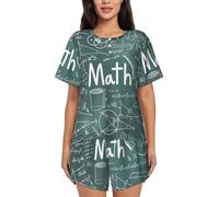 YBGHDAA Formulas Shapes Theory - Conjunto de pijama de manga corta para mujer, diseño de teoría, matemáticas, palabras, verano, conjunto de pijama de 2 piezas, suave, transpirable, con botones y