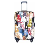 YBGHDAA Funda de maleta con estampado de caballos de dibujos animados coloridos con cremallera, agujeros para el mango, material elástico que mantiene el equipaje cerrado, ideal para viajes, White, XL