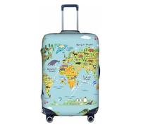 YBGHDAA Funda de maleta con estampado de mapa del mundo con cremallera, agujeros de asa, material elástico que mantiene el equipaje cerrado, ideal para viajes, White, L