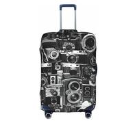 YBGHDAA Funda de maleta con estampado retro Cool Camera Collection con cremallera, agujeros para el mango, material elástico que mantiene el equipaje cerrado, ideal para viajes, White, M