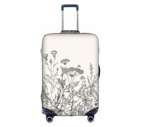 YBGHDAA Funda para maleta con estampado botánico de hierbas florales con cremallera, agujeros para el mango, material elástico que mantiene el equipaje cerrado, ideal para viajes, White, L