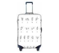 YBGHDAA Funda para maleta con estampado de alfabeto en lenguaje de señas con cremallera, agujeros para el mango, material elástico que mantiene el equipaje cerrado, ideal para viajes, White, S