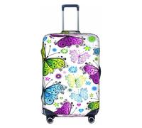 YBGHDAA Funda para maleta con estampado de mariposas coloridas de primavera con cremallera, agujeros para el mango, material elástico que mantiene el equipaje cerrado, ideal para viajes, White, L