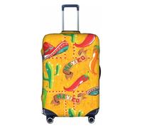YBGHDAA Funda para maleta con estampado de sombrero de cactus y chile con cremallera, agujeros para el mango, material elástico que mantiene el equipaje cerrado, ideal para viajes, White, L