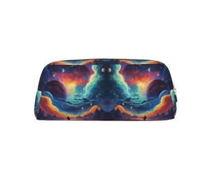 YBGHDAA Galaxy Planet Printing - Lápiz escolar de cuero para niños y niñas, estuche de cosméticos de piel con cremallera, Gold, Talla única, Neceser de maquillaje