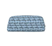 YBGHDAA Good Vibes Only - Lápiz escolar de cuero para niños y niñas, estuche de cosméticos de piel con cremallera, Silver, Talla única, Neceser de maquillaje