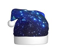YBGHDAA Gorro de Navidad de felpa con estampado de estrellas de galaxia para adultos con pompón blanco para ceremonias anuales