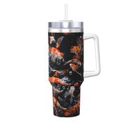 YBGHDAA Japan Fancy Koi Carp Fish Printing - Taza de 1,134.0 g con asa, vaso de acero inoxidable a prueba de fugas para mujeres y hombres