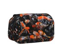 YBGHDAA Japan Fancy Koi - Estuche organizador de bolígrafos de gel con impresión de peces de carpa, bolsa portátil para lápices, Black, Talla única, Organizador de bolsas