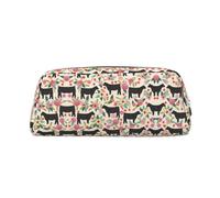 YBGHDAA Lápiz de cuero para niños y niñas, estuche de maquillaje con cremallera para niños, niñas, con estampado de vacas y ganado, Silver, Talla única, Neceser de maquillaje