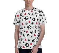 YBGHDAA Love Cat Paw Heart Puppy Foot Print - Camiseta elástica suave para uso diario, camiseta de impresión completa, casual, cómoda, cuello redondo, manga corta, Negro, S