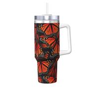 YBGHDAA Monarch Butterflies - Taza de acero inoxidable a prueba de fugas de 40 onzas con asa para mujeres y hombres