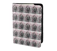 YBGHDAA Paris Street Eiffel Tower - Soporte para pasaporte con estampado floral rosa, imprescindible para mujeres y hombres, cartera para pasaporte, se adapta a todos los pasaportes estándar, Black