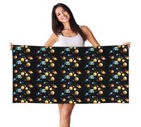 YBGHDAA Planets Stars and Milky Way - Toalla de playa de terciopelo con estampado de galaxias de piel de melocotón, 27.5 x 55 pulgadas, gran tamaño, secado rápido, para viajes, gimnasio, camping