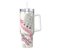 YBGHDAA Romántica Torre Eiffel de París con impresión de bici de 1,134.0 g Ice Bully Taza con asa, vaso de acero inoxidable a prueba de fugas para mujeres y hombres