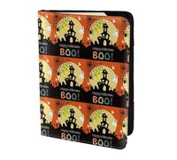 YBGHDAA Soporte para pasaporte con estampado de calabaza fantasma de Halloween, imprescindible para mujeres y hombres, cartera para pasaporte, compatible con todos los pasaportes estándar, Black