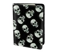 YBGHDAA Soporte para pasaporte con estampado de calavera negra, imprescindible para mujeres y hombres, cartera para pasaporte, compatible con todos los pasaportes estándar, Black, Talla única