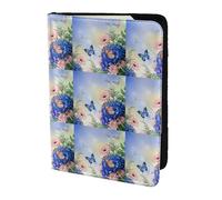 YBGHDAA Soporte para pasaporte con estampado de mariposas azules y flores, imprescindible para mujeres y hombres, cartera para pasaporte, compatible con todos los pasaportes estándar, Black, Talla
