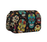 YBGHDAA Sugar and Skulls - Estuche organizador de bolígrafos de gel con estampado de calaveras, bolsa portátil para lápices de pintura de artista, Black, Talla única, Organizador de bolsas
