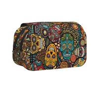YBGHDAA Sugar and Skulls - Estuche organizador de bolígrafos de gel con impresión de estilo de calaveras, bolsa portátil para lápices de pintura de artista, Black, Talla única, Organizador de bolsas