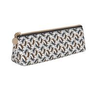 YBGHDAA Trotting Retrievers - Estuche para lápices escolar con revestimiento plano y estampado de huellas triangulares, bonito estuche para marcadores para niños y niñas, White, Talla única, Neceser