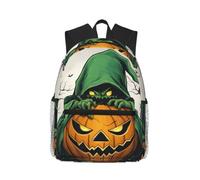 ybhgvc Green Ghost Horror Halloween Pumpkin 1 Print Unisex Ligero Resistente al Agua Casual Mochila Diario Viajes de fin de semana