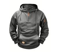 Ybing 1/4 Zip Hoodie Herren Langarm Sport Hoodie Warm Sweatshirt mit Kapuze Casual Einfarbig Arbeitspullover Reißverschluss Kapuzenpulli Vintage Langarmshirt bequem Sportshirt, gris oscuro, XXL