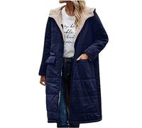 Ybing Abrigo de invierno para mujer, largo, informal, forro polar, chaqueta de invierno con forro cálido, parka de invierno, chaqueta reversible, parka, abrigo acolchado con cremallera, abrigo de