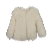 Ybing Abrigo de piel sintética para niña, corto, elegante, monocolor, abrigo de piel sintética, cálido, chaqueta con cuello en V, abrigo de invierno, chaqueta para exteriores, Blanco, L