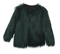 Ybing Abrigo de piel sintética para niña, corto, elegante, monocolor, abrigo de piel sintética, cálido, chaqueta con cuello en V, abrigo de invierno, chaqueta para exteriores, verde, 4XL