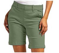 Ybing Bermudas Pantalones cortos para mujer, de verano, delgados, elegantes, monocromáticos, chinos, de cintura alta, pantalones de traje, tallas grandes, pantalones chinos, elásticos, con bolsillos