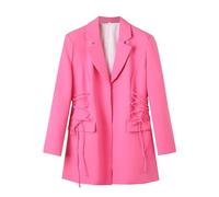 Ybing Blazer - Chaqueta blazer para mujer, elegante, ajustada, con cordón, moda, monocolor, de manga larga, para negocios, oficina, adolescentes, niñas, traje, P-ink, L