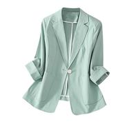 Ybing Blazer - Chaqueta de traje para mujer, informal, de manga larga, con botones, solapa, chaqueta ligera y elegante, suelta, para negocios, oficina, etc, azul, 4XL