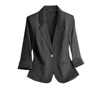 Ybing Blazer de manga 3/4 para mujer, elegante, monocolor, chaqueta de traje con solapa, chaqueta de traje con botones, moda de manga larga, abrigo para adolescentes, niñas, abrigo de traje, abrigo de