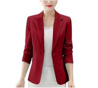 Ybing Blazer - Elegante abrigo de traje único para mujer, corte ajustado, solapa, abrigo con botones, chaqueta de traje de moda, chaqueta ligera de manga larga, chaqueta blazer para negocios, oficina