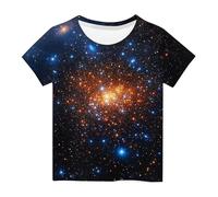 Ybing Camiseta de cielo estrellado para niña con estampado de galaxia en 3D, camiseta moderna para verano, holgada, cuello redondo, blusa de algodón, camiseta básica, camiseta ligera de manga corta,