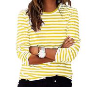 Ybing - Camiseta de manga larga a rayas para mujer Y2K, blusa casual de cuello redondo, manga larga suelta, camiseta ligera, sudadera cómoda, camiseta deportiva, camiseta de algodón, manga larga