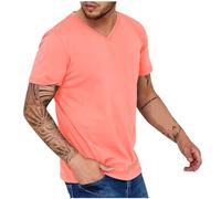 Ybing Camiseta deportiva para hombre, monocolor, informal, deportiva, holgada, cuello de pico, camiseta de fitness de verano, camiseta básica, camiseta fina de manga corta, camiseta ligera con todo