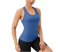 Ybing Camiseta interior para mujer, informal, monocolor, delgada, cuello redondo, camiseta de fitness, camiseta de tirantes sin espalda, camiseta interior deportiva, ligera, sin mangas, camiseta de