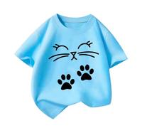 Ybing Camiseta para niña con personalidad Kawaii gatito camiseta de verano holgada camiseta de algodón básico camiseta casual camiseta casual cuello redondo blusa ligera manga corta tops cómoda