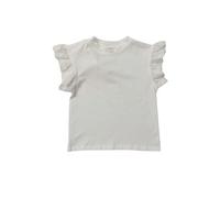 Ybing Camiseta para niña elegante con volantes, camiseta de algodón monocolor, informal, cuello redondo, blusa suelta, básica, camiseta de verano, manga corta, jersey fino, cómodo, Blanco, 130
