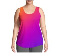 Ybing Camiseta sin mangas degradado para mujer, informal, cuello redondo, sin mangas, camiseta delgada sin mangas, camiseta interior ligera, chaleco de verano, tallas grandes, blusa, adolescente, niña