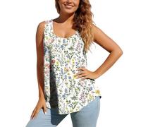 Ybing Camiseta sin mangas para mujer, camiseta de tirantes para playa fluida, impresión 3D, holgada, cuello redondo, camiseta deportiva suave, camiseta ligera y fina, #16 Multicolor, 4X-Large