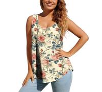 Ybing Camiseta sin mangas para mujer, camiseta de tirantes para playa fluida, impresión 3D, holgada, cuello redondo, camiseta deportiva suave, camiseta ligera y fina, #19 Multicolor, 3XL