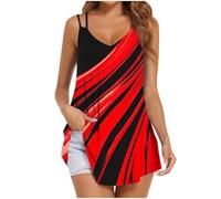 Ybing Camiseta sin mangas para mujer, elegante, estampado 3D, camiseta de tirantes, informal, cuello de pico, suelta, sin mangas, túnica, tirantes finos, camiseta de verano, chaleco fino, ligero