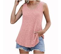 Ybing Camiseta sin mangas para mujer, elegante, monocolor, informal, cuello en O, camiseta interior holgada, cómoda, básica, chaleco de verano, suave, sin mangas, blusa ligera, para adolescentes y