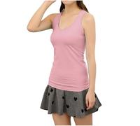 Ybing Camiseta sin mangas para mujer, informal, monocolor, delgada, cuello redondo, camiseta interior de algodón, camiseta ligera sin mangas, camiseta interior deportiva, suave, cómoda, Rosa., S